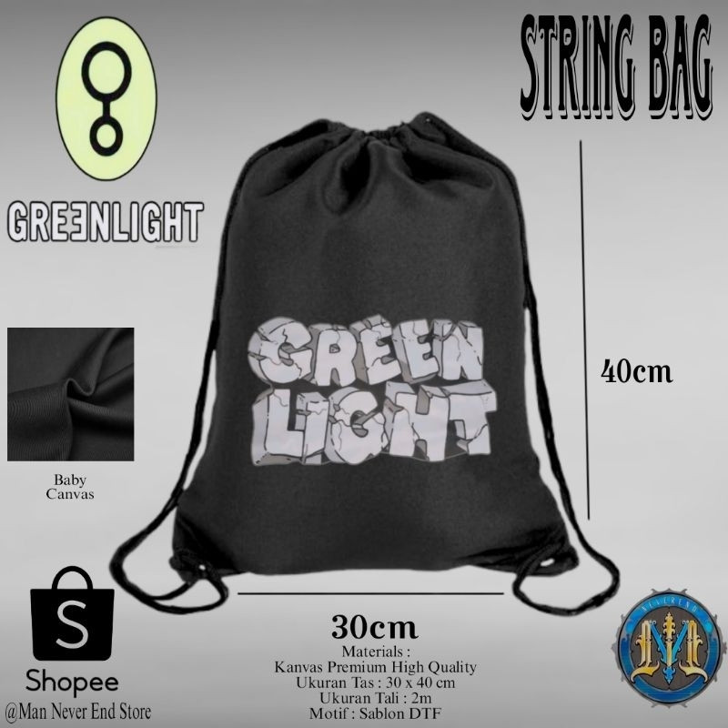 Twill Green Light Distro Canvas String Bag Gymsack Baby Canvas Twill Distro Drawstring Bag Greenligh