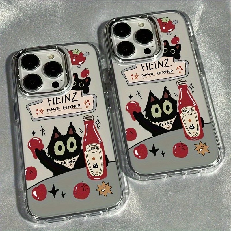 Creative Tomato และแมวดําออกแบบเคสโทรศัพท์สําหรับ Samsung Galaxy S26 S25 S24 S23 FE Ultra Plus 4G 5G ปกอ่อนโปร่งใส