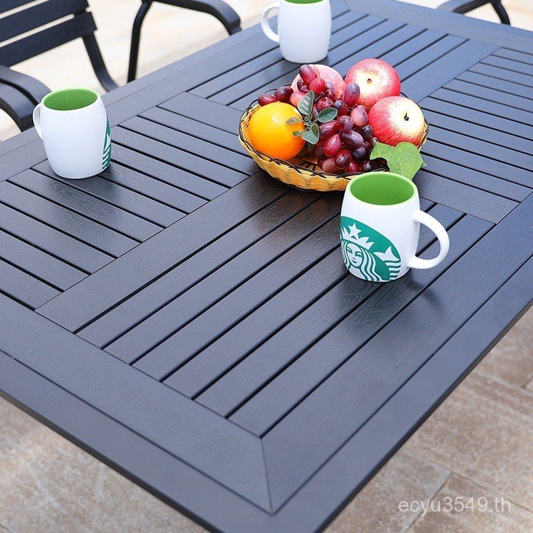 โต๊ะ Cafe Iron Leisure ศิลปะกลางแจ้ง Fangmo t ในครัวเรือนสวนนอกยาวโต๊ะเดี่ยวตาราง Courtyard โต๊ะไม้พ