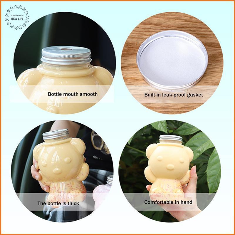 [LS] 700Ml Big Head Bear ขวดน้ําพลาสติกใสเหมาะสําหรับน้ําผลไม้สมูทตี้นมและเครื่องดื่มโฮมเมดถ้วยดื่มพ