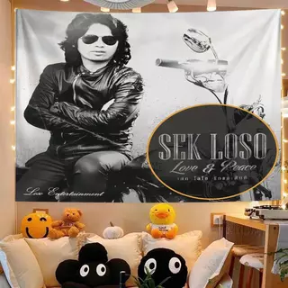 SEK LOSO Thailand Rock Godfather Tapestry Rock Fan ห้องนอนข้างเตียงผ้าพื้นหลังบาร์สตูดิโอตกแต่งที่ไม่ซ้ํากันนักกีตาร์หอพักพื้นหลังผ้าผนังเย็นตกแต่งพรม