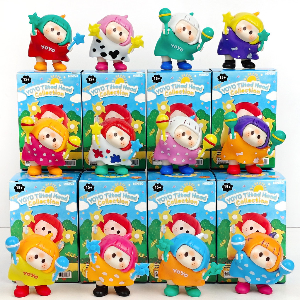 12 ชิ้น/เซ็ต 5 ซม.ใหม่ YOYO Tilted Head Series กล่องน่ารัก Mini รุ่นการ์ตูนตกแต่งของเล่นตกแต่งรถยนต์