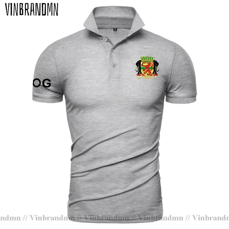 เสื้อโปโลผู้ชายแขนสั้นสีขาว แบรนด์สาธารณรัฐคองโก พิมพ์ลายธงชาติทีมชาติ ผ้าฝ้าย ใหม่ COG คองโก 20