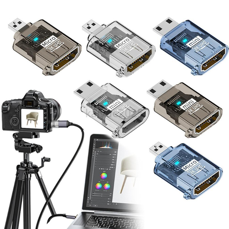 8K@60Hz MicroHDMI MINIHDMI MINI MIDRO HDMI 2.1 HDTV อะแดปเตอร์ชายหญิง Extension Video Audio Cable Converter HDR 48Gbps 4K@