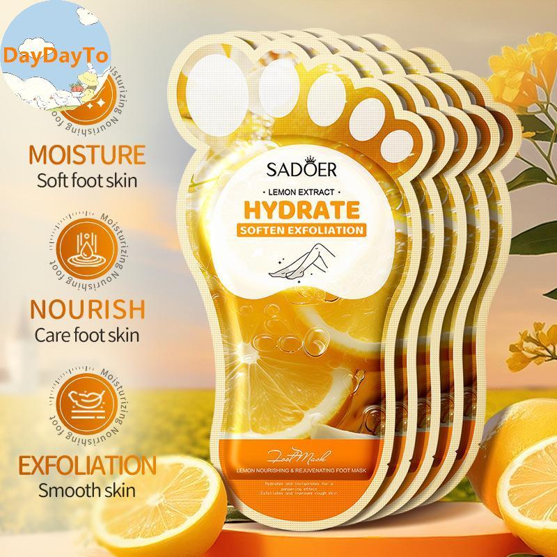 DayDayTo SADOER Lemon Foot Mask Moisturizing Whitening Foot Peeling Mask Anti-aging Exfoliating Feet