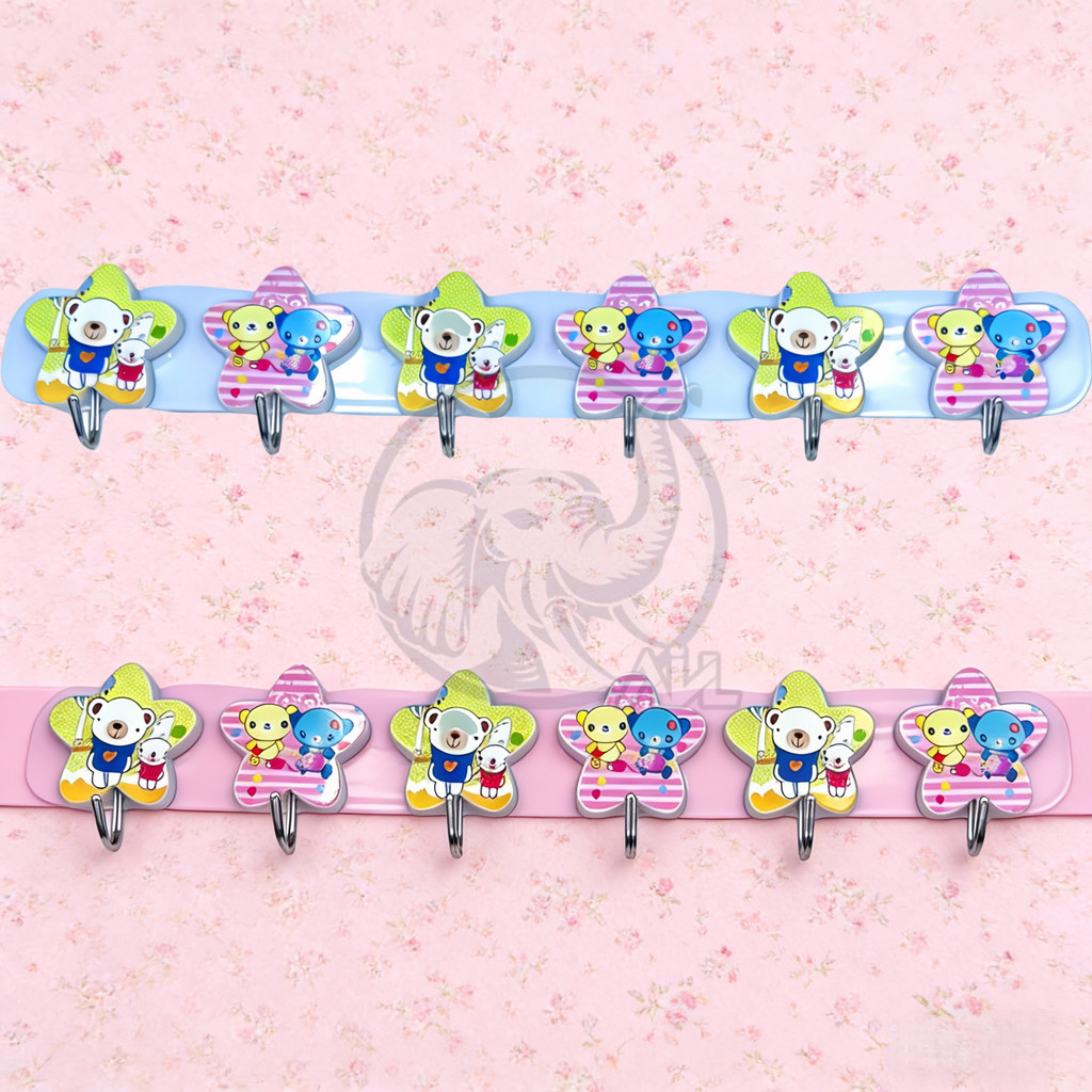 ตะขอติดผนังรูปดาว ลายน่ารัก  พร้อมส่งทุกวัน 1แผง มี6ตะขอ No.1406 ราคา ถูกที่สุด ดีลบีเคเค แกลเลอรีภาพที่ 6