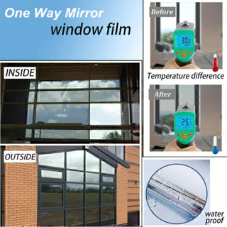 1roll 200 ซม.One Way Mirror ฟิล์มหน้าต่างสะท้อนแสง Home Privacy Solar Tint ฟอยล์สติกเกอร์แก้ว