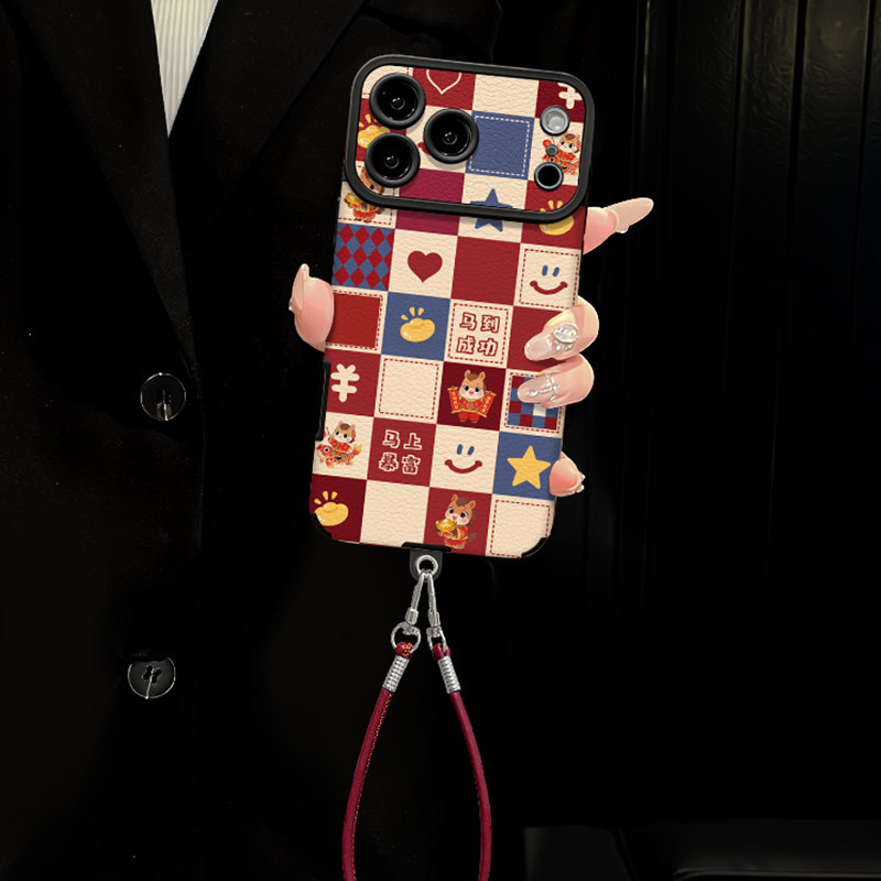 BOSTONG Lattice Pony เหมาะสําหรับ Apple 17promax เคสโทรศัพท์ 16plus Honor 400 เชือกเส้นเล็ก Reno14 ห