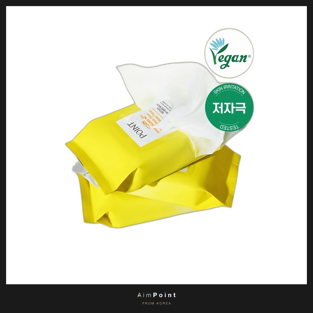 [daiso] Point Lemon Sparkling No-Rinse Cleansing Water Wipes, N/A, 30pcs / Korean Cleansing Wipes by