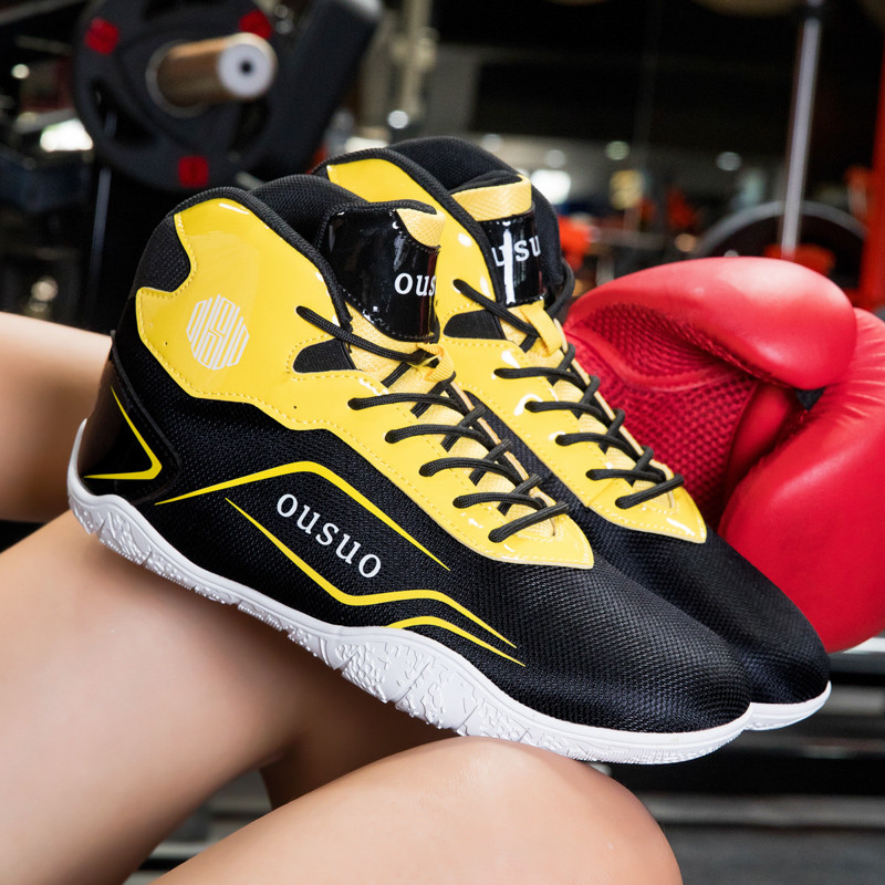 Box Boxing Shoes Mens High-Top Fighting Training Shoes Women Sanda Wrestling Shoes Breathable Anti-S