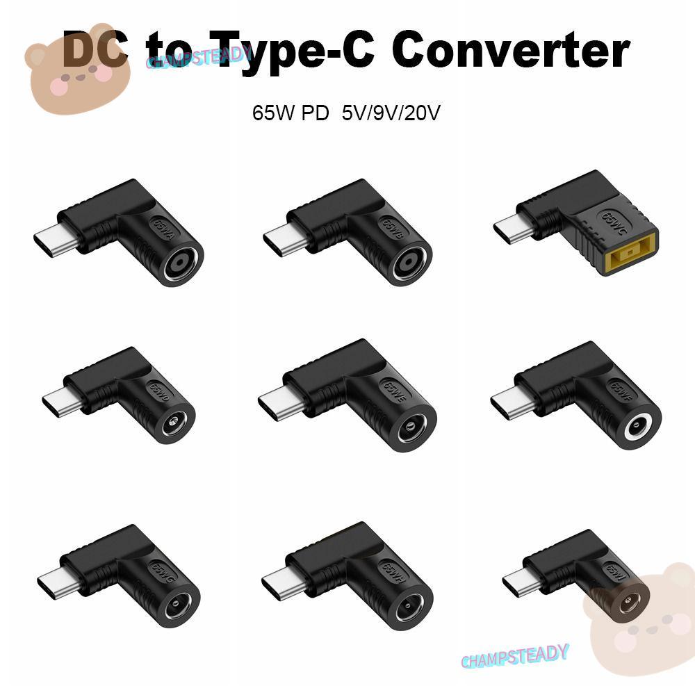 CHAMPSTEADY DC to Type C Converter 5v 9v 12v USB C Connector ปลั๊กสี่เหลี่ยมเครื่องชาร์จแล็ปท็อปสําห