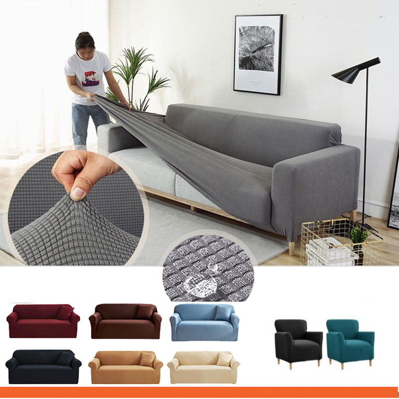 ผ้าคลุมโซฟาหนานุ่ม Sofa Cover กันฝุ่น กันลื่น  ครอบคลุมได้ทั้งตัว สำหรับตกแต่งโซฟา
