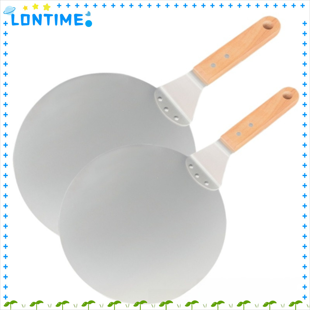 LONTIME พายเปลือกพิซซ่า,ด้ามไม้สแตนเลสพลั่วพิซซ่า,ไม่ลื่น 10/12 นิ้วเครื่องทําภาชนะพิซซ่าเปลี่ยน