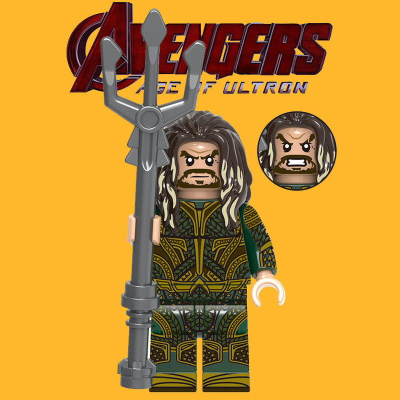 Xinhong 1699 Aquaman Justice League Trident Superhero Boy Minifigure ประกอบอาคารบล็อกของเล่นเด็ก