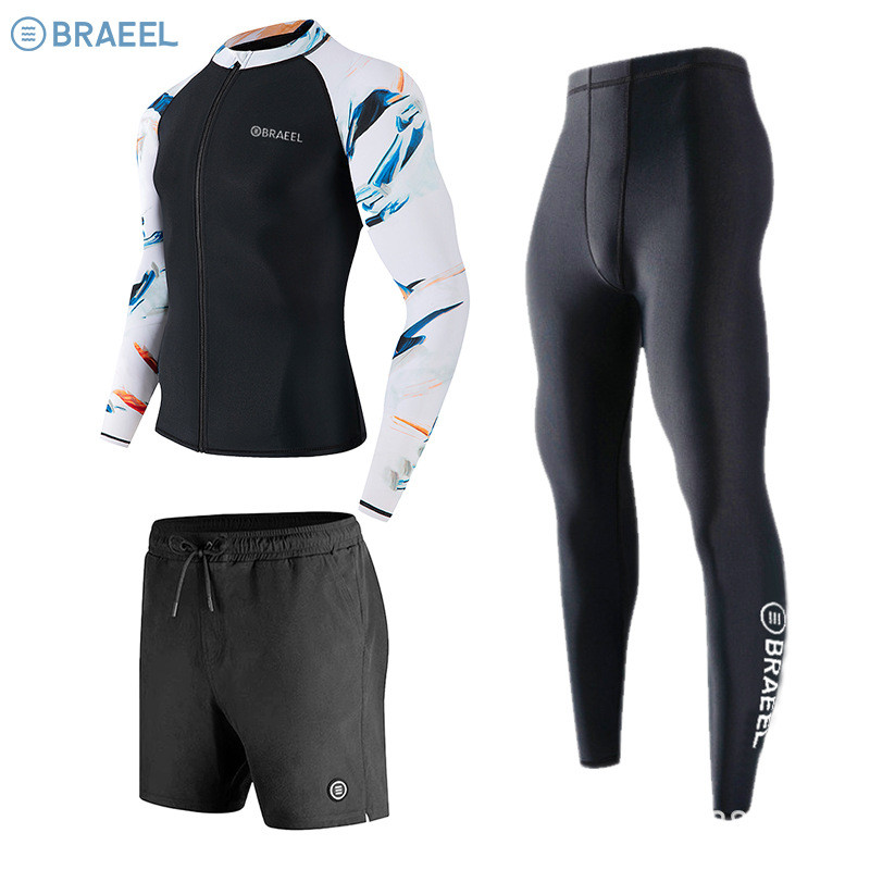 เกาหลีแยก Wetsuit Quick-Drying ซิปครีมกันแดดแมงกะพรุนชุดผู้ชายผู้หญิงชุดว่ายน้ําแขนยาวท่องชุดคู่
