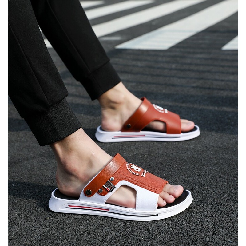 รองเท้าแตะสไลด์ขับรถกลางแจ้งแบบใช้คู่ผู้ชายลื่นบน拖凉鞋 รองเท้าแตะชายหาดกันลื่นสําหรับผู้ชายทุกวันรองเท