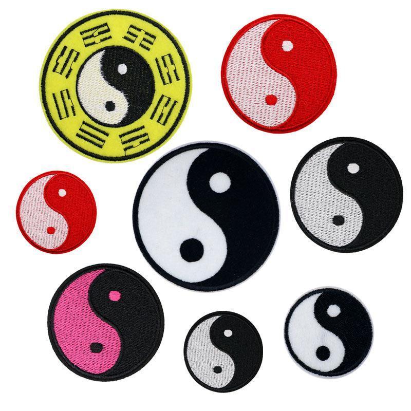 สติ๊กเกอร์ผ้าปัก ลาย Tai Chi Bagua Round Label Badge Decals Yin Yang Fish Clothes Stickers สติ๊กเกอร