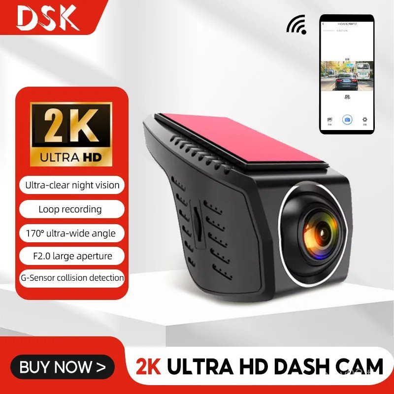 Universal Dashcam Hidden Type WiFi 2K HD เครื่องบันทึกการขับขี่รถยนต์ Dash Cam 170° กล้อง DVR ติดรถย