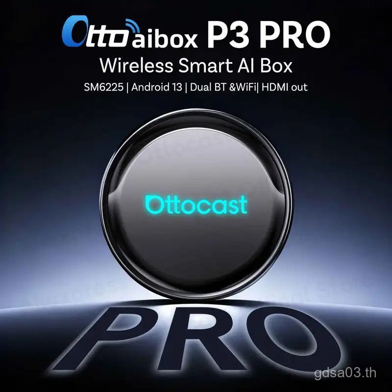 OTTOCAST P3 PRO AI กล่องสมาร์ท SM6225 Android กล่องไร้สาย CarPlay Android อัตโนมัติ AI เสียงรถอุปกรณ