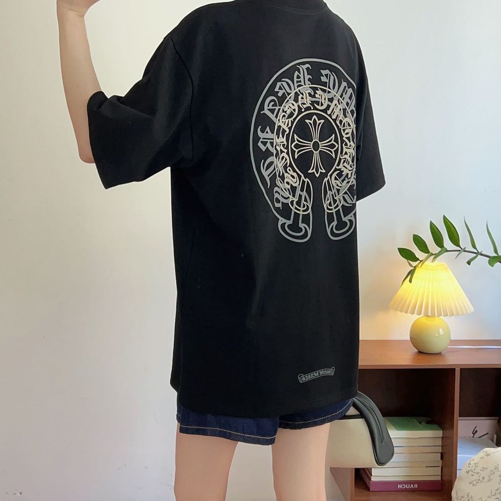 เสื้อยืดครอสคลาสสิก ฮอร์สชูโอเวอร์พริ้นท์ ออกแบบหลวม มีให้เลือกทั้งผู้ชายและผู้หญิง ราคา ถูกที่สุด ดีลบีเคเค แกลเลอรีภาพที่ 3