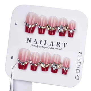 แผ่นติดแบบฝรั่งเศส 🍒 10 ชิ้น เล็บปลอม เล็บปลอมติด nail เล็บปลอมเจล งานแฮนด์เมด 🎨 ใช้ซ้ําได้ หลากหลายแบบให้เลือก