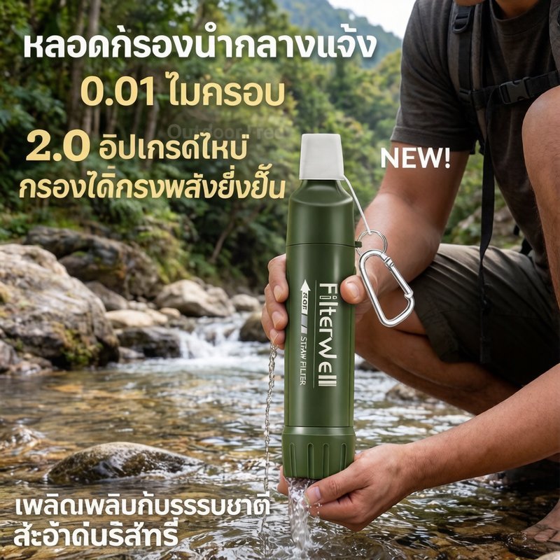 เครื่องกรองน้ำกลางแจ้ง กรองน้ำดื่มปลอดภัย 0.01 ไมครอน เมมเบรนกรอง เหมาะเดินป่า ผจญภัย ตั้งแคมป์