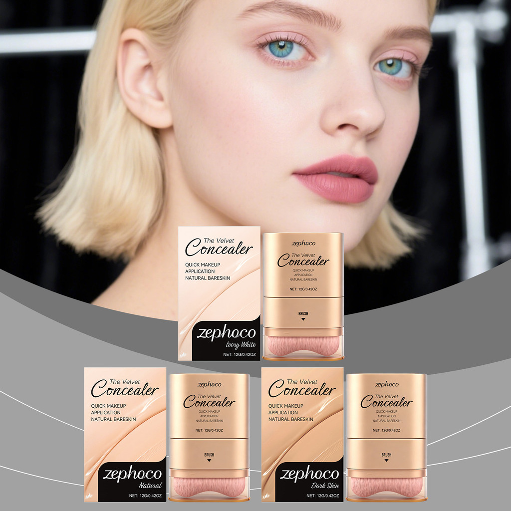 คอนซีลเลอร์รองพื้นแบบแท่ง 2-in-1 พร้อมแปรง | ไฮเดรตติ้งหลายเฉดใช้ได้กับทุกสภาพผิว – ไอวอรี่, เนเชอรัล, ดีป, 12g