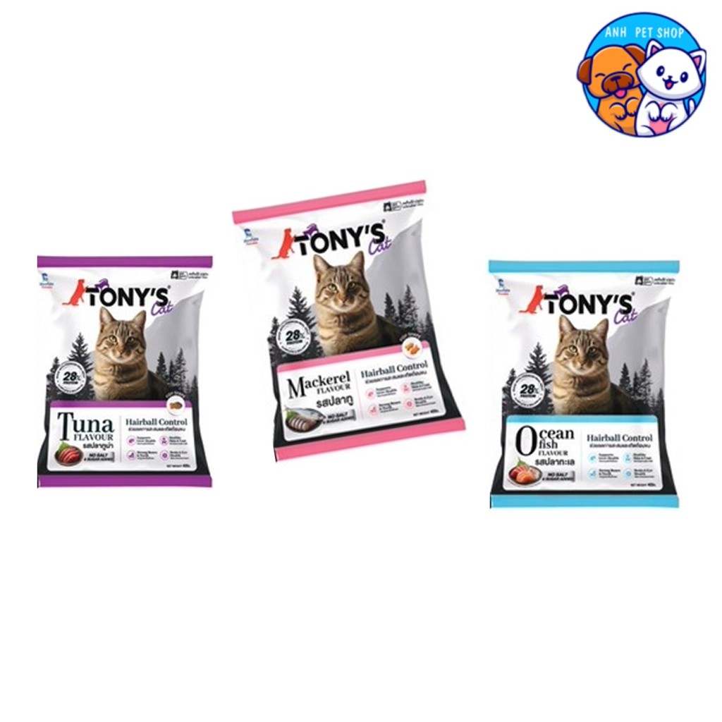 3ถุง /10 ถุง TONY'S Cat อาหารแมวเม็ด สูตรสัตวแพทย์แนะนำ ลดการสะสมก้อนขน 400 g .