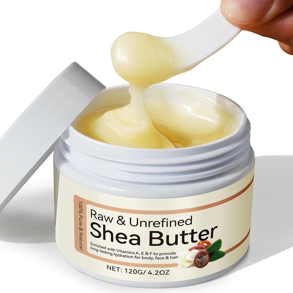 Shea Butter Raw Organic,100% Pure & Unrefined Shea Butter- มอยเจอร์ไรเซอร์เข้มข้นสําหรับผิวแห้งมาก ผ