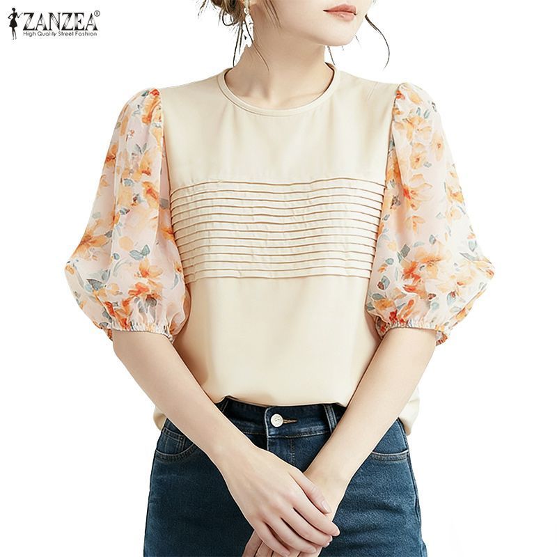 ZANZEA เสื้อผ้าแฟชั่นเกาหลีสำหรับผู้หญิง ออกแบบโรแมนติกและหรูหรา ลายพิมพ์ดอกไม้ กะทัดรัดและสวยงาม