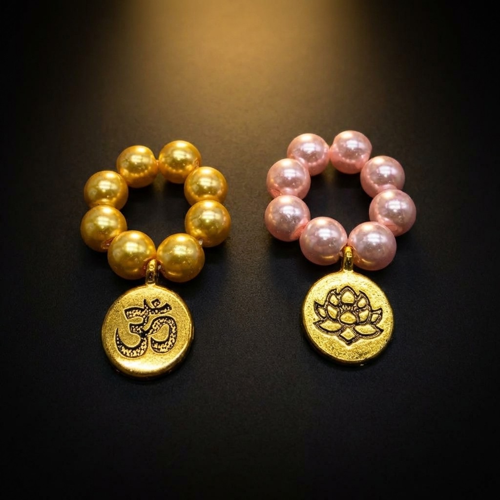 กำไลสายมูองค์เทพ ลูกปัดมุก จี้พระพิฆเนศ โอม ดอกบัว เครื่องรางเสริมดวง GOD518