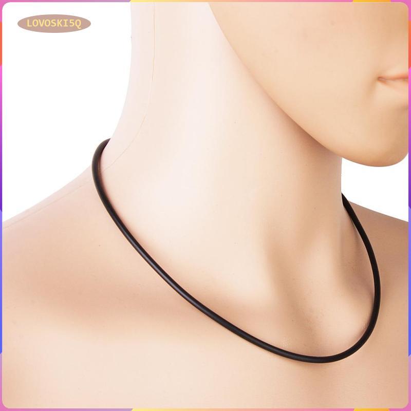 [lovoski5q] สร้อยคอสายยางสีดํา 3MM 12 14 16 18 22
