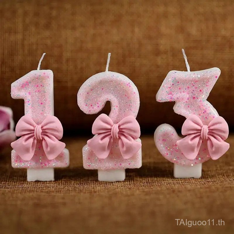 Bowknot Design Birthday Cake Candle, 1 Count Sparkling Bowknot Cake Candle, Cute Birthday Candle Dec