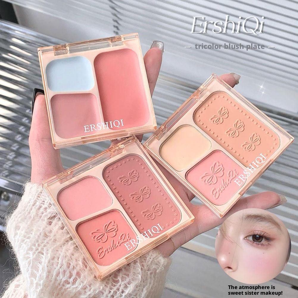 3 สี Blush Palette Matte Blush สําหรับแต่งหน้า Brightening Blush แต่งหน้าเครื่องสําอาง C5e3