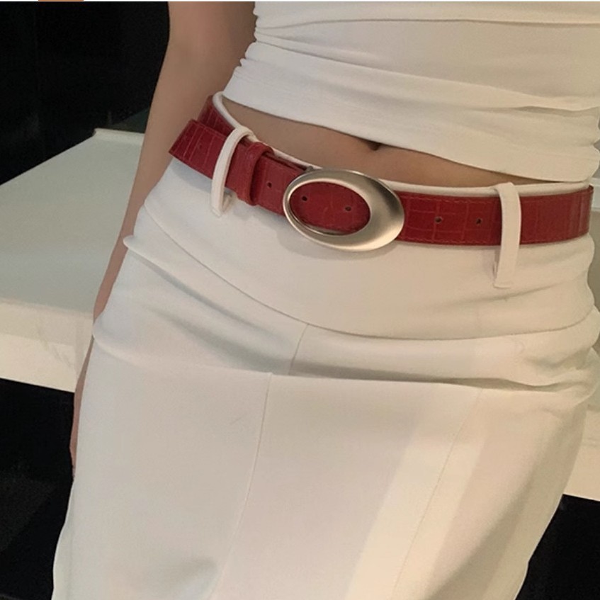 Y2k Belt Female Red Accessories Belt 2024-Minges Shop