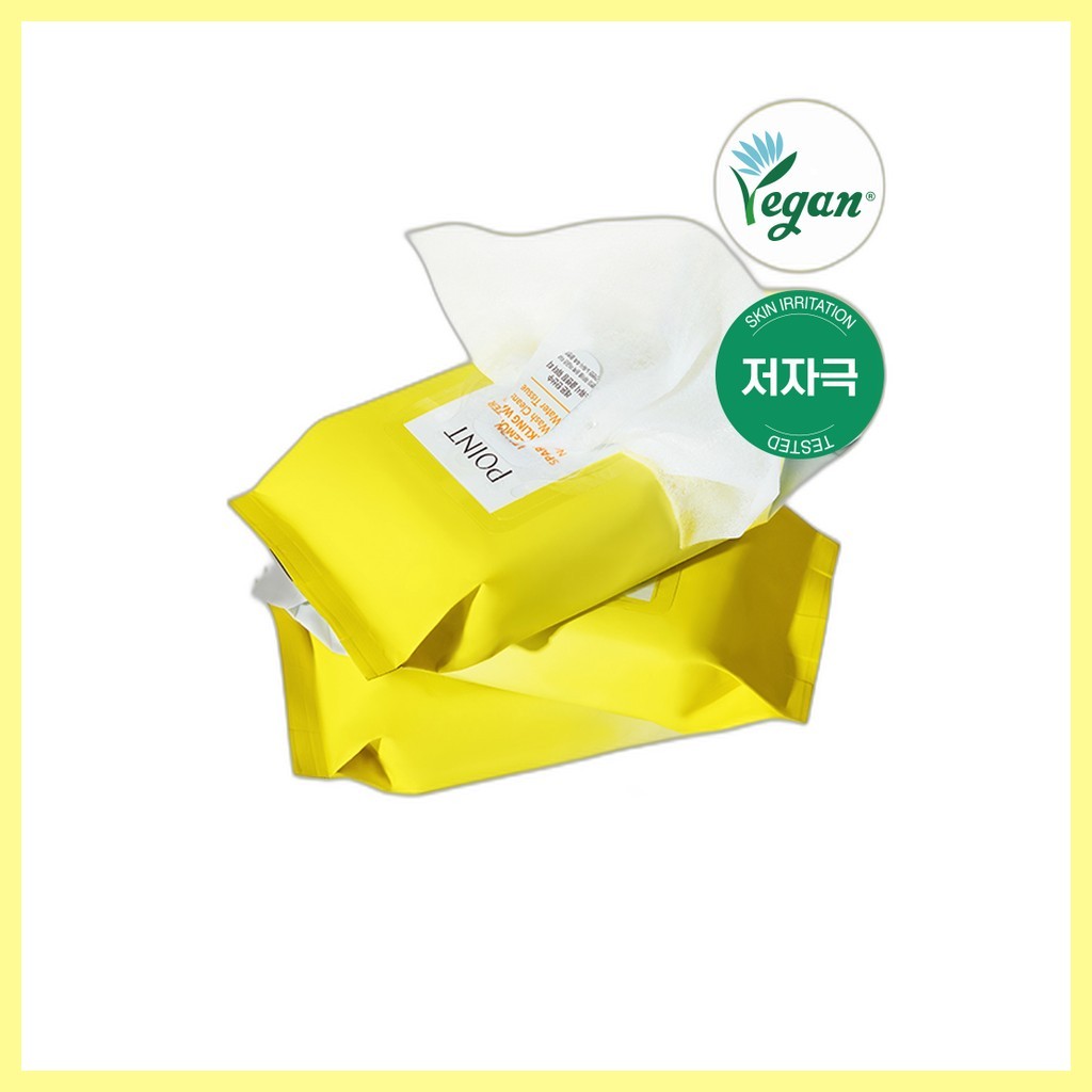 [daiso] Point Lemon Sparkling No-Rinse Cleansing Water Wipes, N/A, 30pcs / Korean Cleansing Wipes โด