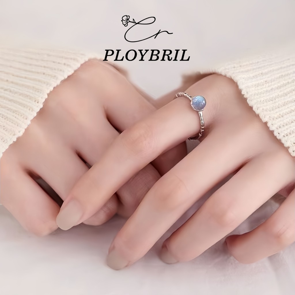 PLOYBRIL แหวนเงินแท้ Moon Stone แหวนปรับขนาด แหวนแฟชั่น แหวนมงคล ปรับขนาดได้ Valentine ของขวัญ J005