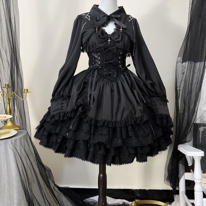 ชุดแม่มดและนางฟ้าสไตล์ Lolita พร้อมเสื้อโคสตูม Dark Jsk และเครื่องประดับคอสเพลย์ รวมถึงของตกแต่งผมฟร