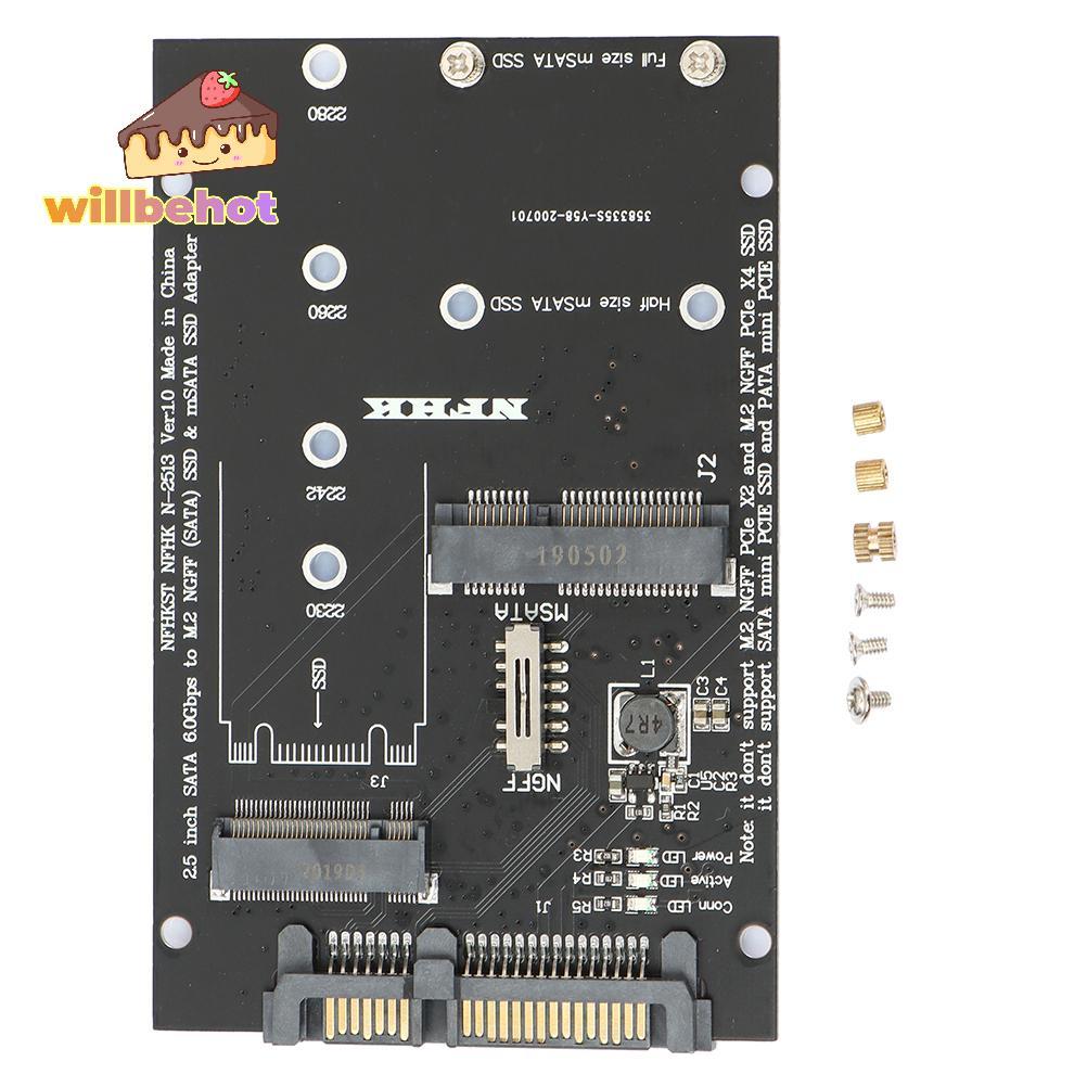 [Willbehot-t] M.2 NGFF MSATA SSD เป็น SATA 3.0 อะแดปเตอร์ 2 ใน 1 การ์ดแปลงสําหรับแล็ปท็อปพีซี [ใหม่]