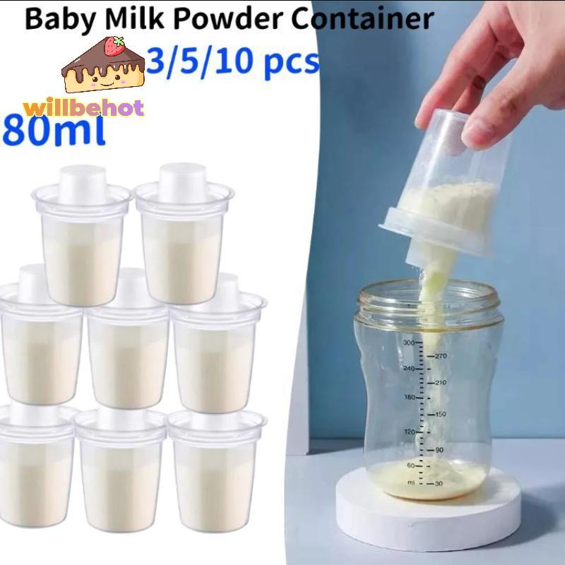 [Willbehot-t] 6PPC 80ML เครื่องจ่ายนมผงเด็กแบบพกพากล่องเก็บอาหารเด็กเครื่องจ่ายสูตร Pre-Measured กล่องผง [ใหม่]