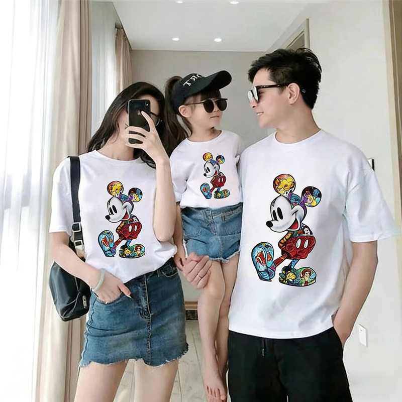 เสื้อยืดแขนสั้นพร้อมส่ง 7สี ลายการ์ตูน ขายดีตามเทรนต์ เสื้อผ้าครอบครัว เสื้อคู่ เสื้อแม่ลูก ใส่ได้ทั้งหญิงและชาย (S-XXXL)