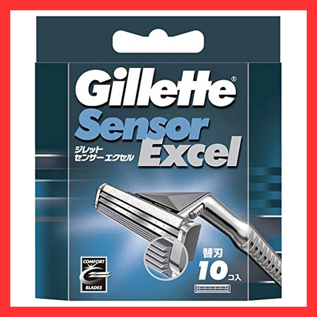 Gillette Sensor Excel Single Item 10 Replacement Blades Shaving Razor Men's 10 Replacement Blades  D