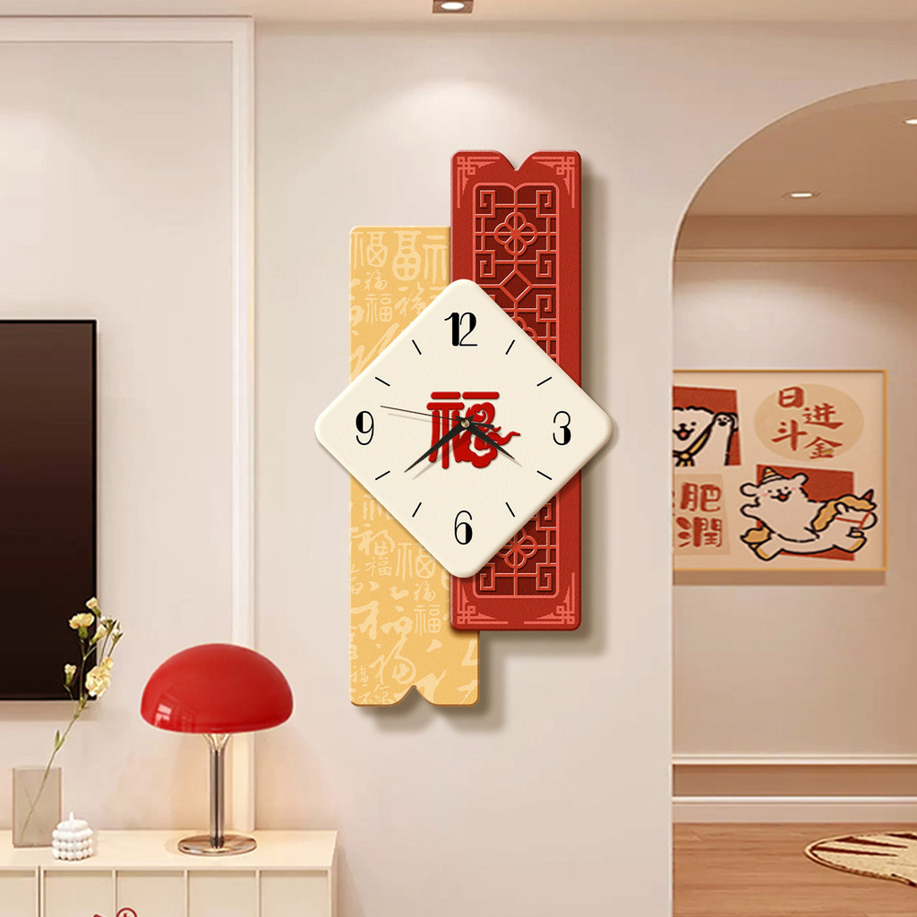 ตัวอักษรพรปีใหม่ห้องนั่งเล่นตกแต่งนาฬิกาแขวนใบ้สร้างสรรค์สองชั้นสเตอริโอนาฬิกาใบ้ความหมายนาฬิกาที่ดี