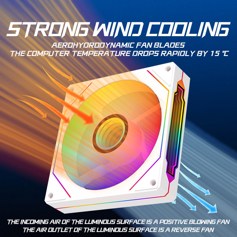 พัดลมคอมพิวเตอร์เดสก์ท็อป พัดลมเคส พัดลม CPU พัดลมคอมพิวเตอร์ พัดลม 120mm พัดลม 4 พิน พัดลม ARGB พัดลมเปลี่ยนสีได้ K208 - รูปที่ 3