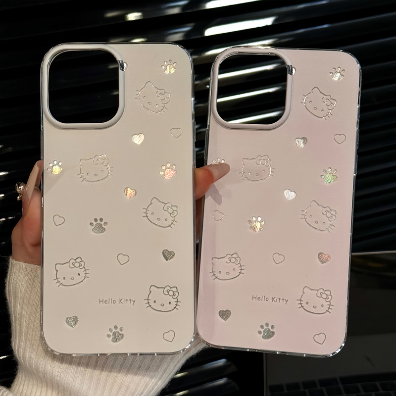 เคสoppoa18 เคสoppo a18 น่ารักหัวใจ kitty สายสไตล์ใหม่เหมาะสําหรับ Apple 16Pro เคสโทรศัพท์ iPhone15ma