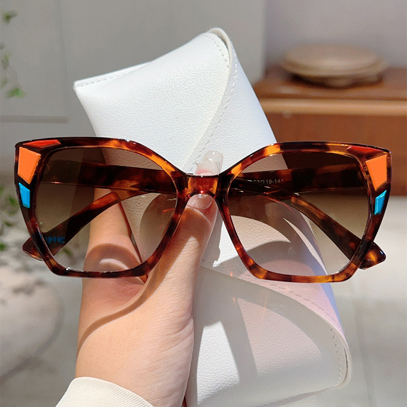 Retro Leopard Shades Women Oversize Travelling Beach Sun Glasses&***