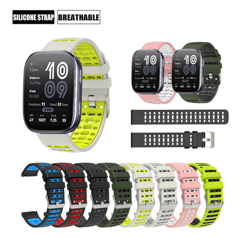 20 มม./22 มม.แฟชั่นกีฬาสายรัดซิลิโคนสําหรับ Huami Amazfit Bip 6 / Bip 5 / Unity / Bip 3 Pro SU Lite
