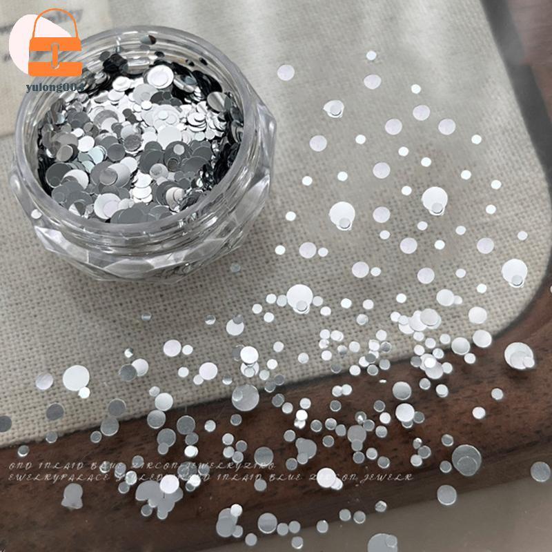 [PE] 1 กล่อง 3D Round Heart Star Nail Art Charms เลื่อมเล็บ Flake Silvery Shiny Charms อุปกรณ์เสริม TH - รูปที่ 6