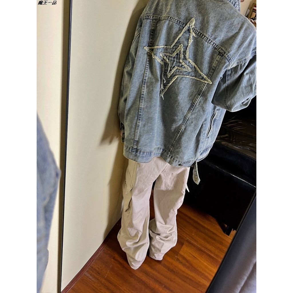 2026 แฟชั่น 2026F383 2023AW แห่งชาติอินเทรนด์ Original American Design Star Patch แจ็คเก็ตยีนส์ปัก R