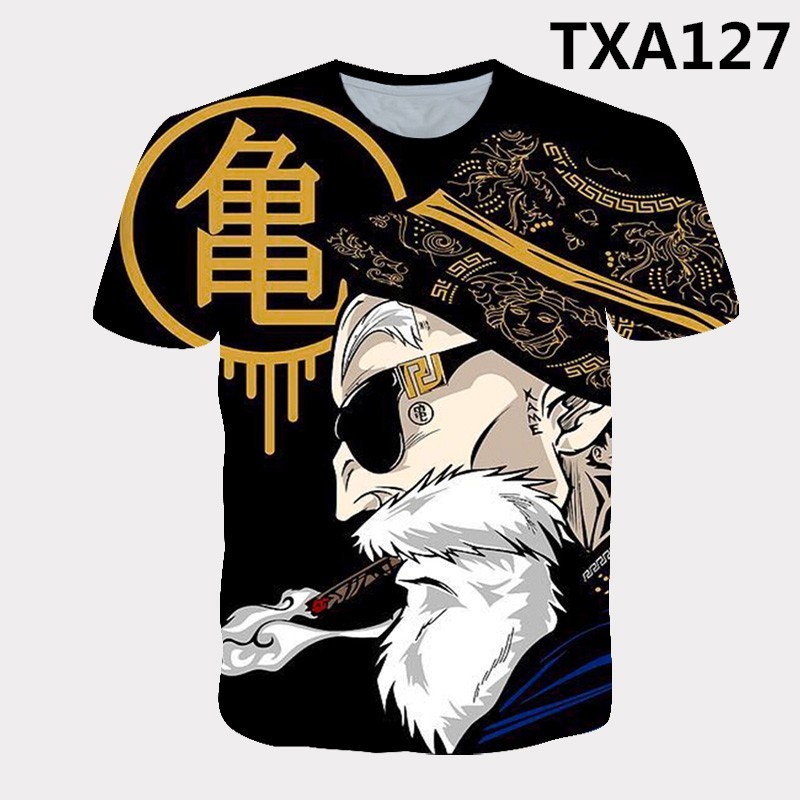 Spot goods 3D พิมพ์อะนิเมะ Dragon Ball Master Roshi ผู้ชาย/ผู้หญิง T เสื้อ Harajuku แขนสั้นกราฟิก Te